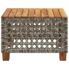  szürke polyrattan és akácfa kerti asztal 55 x 55 x 36 cm