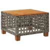  szürke polyrattan és akácfa kerti asztal 55 x 55 x 36 cm