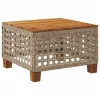  bézs polyrattan és akácfa kerti asztal 55 x 55 x 36 cm