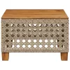  bézs polyrattan és akácfa kerti asztal 55 x 55 x 36 cm