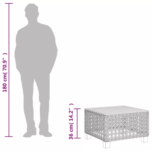  bézs polyrattan és akácfa kerti asztal 55 x 55 x 36 cm
