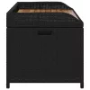  fekete polyrattan és akácfa tárolópad 100 x 50 x 52 cm