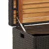  fekete polyrattan és akácfa tárolópad 100 x 50 x 52 cm