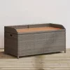  szürke polyrattan és akácfa tárolópad 100 x 50 x 52 cm