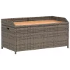  szürke polyrattan és akácfa tárolópad 100 x 50 x 52 cm