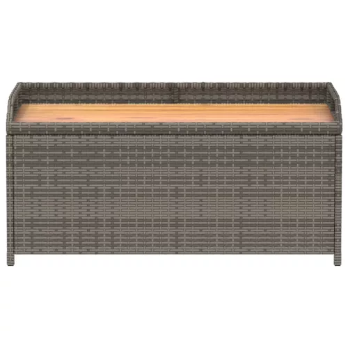  szürke polyrattan és akácfa tárolópad 100 x 50 x 52 cm