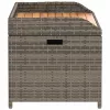  szürke polyrattan és akácfa tárolópad 100 x 50 x 52 cm