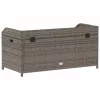  szürke polyrattan és akácfa tárolópad 100 x 50 x 52 cm