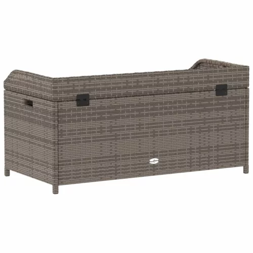  szürke polyrattan és akácfa tárolópad 100 x 50 x 52 cm