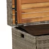  szürke polyrattan és akácfa tárolópad 100 x 50 x 52 cm