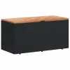  fekete polyrattan és akácfa kerti tárolóláda 110 x 50 x 54 cm