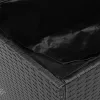  fekete polyrattan és akácfa kerti tárolóláda 110 x 50 x 54 cm