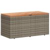  szürke polyrattan és akácfa kerti tárolóláda 110 x 50 x 54 cm