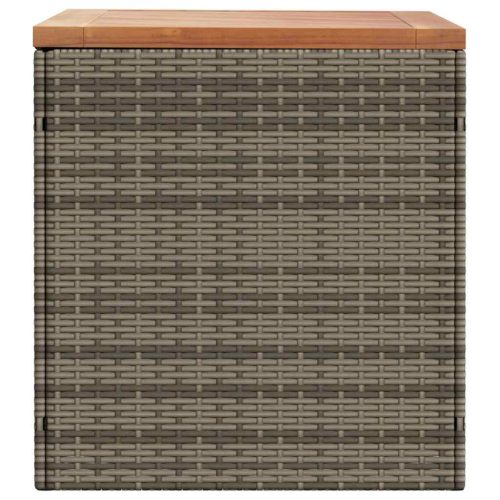  szürke polyrattan és akácfa kerti tárolóláda 110 x 50 x 54 cm