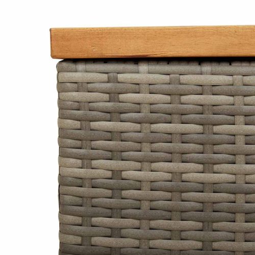  szürke polyrattan és akácfa kerti tárolóláda 110 x 50 x 54 cm