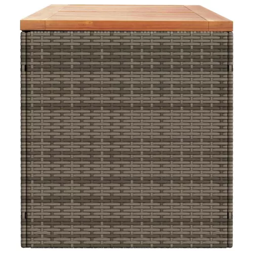  szürke polyrattan és akácfa kerti tárolóláda 220 x 50 x 54 cm