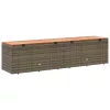  szürke polyrattan és akácfa kerti tárolóláda 220 x 50 x 54 cm