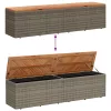  szürke polyrattan és akácfa kerti tárolóláda 220 x 50 x 54 cm