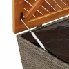  szürke polyrattan és akácfa kerti tárolóláda 220 x 50 x 54 cm