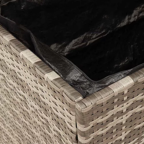 szürke polyrattan és akácfa kerti tárolóláda 220 x 50 x 54 cm