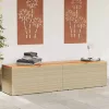  bézs polyrattan és akácfa kerti tárolóláda 220 x 50 x 54 cm