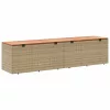  bézs polyrattan és akácfa kerti tárolóláda 220 x 50 x 54 cm