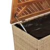  bézs polyrattan és akácfa kerti tárolóláda 220 x 50 x 54 cm