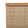  bézs polyrattan és akácfa kerti tárolóláda 220 x 50 x 54 cm