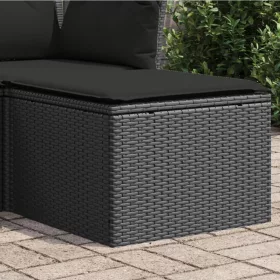  fekete polyrattan kerti szék párnával 55 x 55 x 37 cm