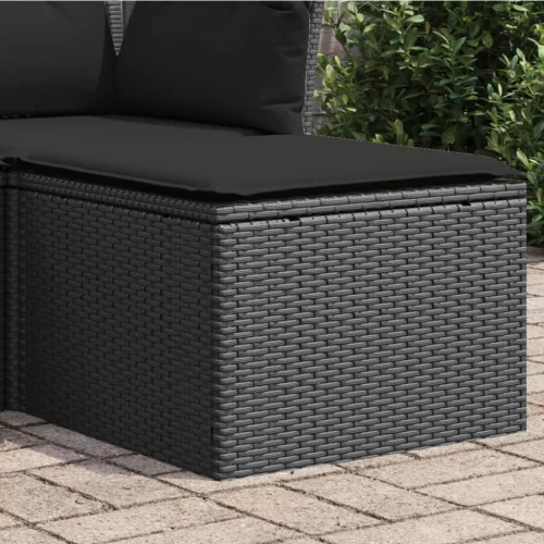  fekete polyrattan kerti szék párnával 55 x 55 x 37 cm