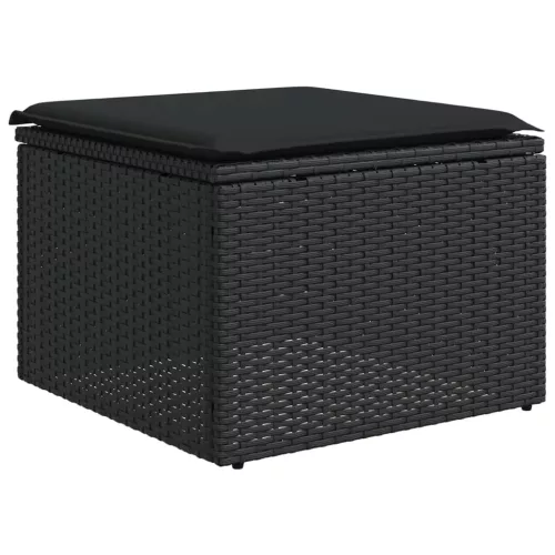  fekete polyrattan kerti szék párnával 55 x 55 x 37 cm