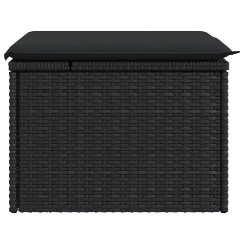  fekete polyrattan kerti szék párnával 55 x 55 x 37 cm