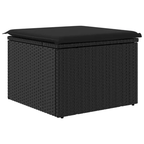  fekete polyrattan kerti szék párnával 55 x 55 x 37 cm