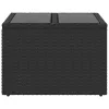 fekete polyrattan üveglapos kerti asztal 55 x 55 x 37 cm