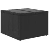  fekete polyrattan üveglapos kerti asztal 55 x 55 x 37 cm