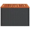  fekete polyrattan és akácfa kerti asztal 55x55x37 cm