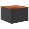  fekete polyrattan és akácfa kerti asztal 55x55x37 cm