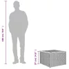  fekete polyrattan és akácfa kerti asztal 55x55x37 cm