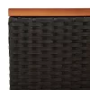  2 db fekete polyrattan és tömör fa kerti kisasztal 55x34x37 cm