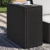  fekete polyrattan üveglapos kerti kisasztal 58 x 27,5 x 55 cm