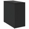  fekete polyrattan üveglapos kerti kisasztal 58 x 27,5 x 55 cm