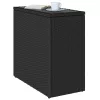  fekete polyrattan üveglapos kerti kisasztal 58 x 27,5 x 55 cm