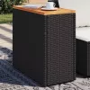  fekete polyrattan kerti kisasztal fa asztallappal 58x27,5x55 cm