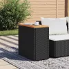  fekete polyrattan kerti kisasztal fa asztallappal 58x27,5x55 cm