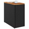  fekete polyrattan kerti kisasztal fa asztallappal 58x27,5x55 cm