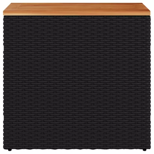  fekete polyrattan kerti kisasztal fa asztallappal 58x27,5x55 cm