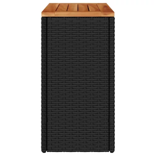  fekete polyrattan kerti kisasztal fa asztallappal 58x27,5x55 cm