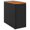  fekete polyrattan kerti kisasztal fa asztallappal 58x27,5x55 cm