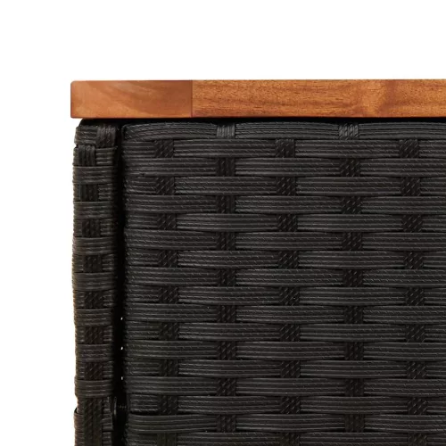  fekete polyrattan kerti kisasztal fa asztallappal 58x27,5x55 cm