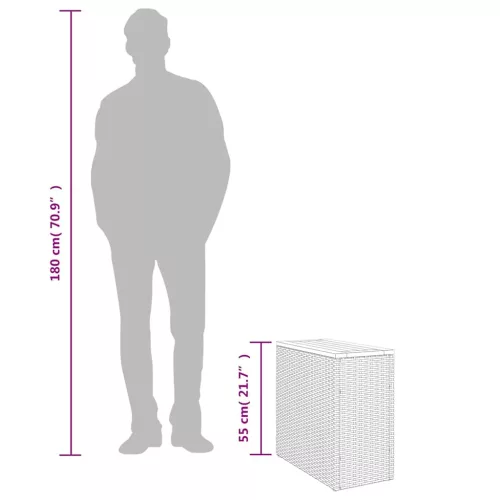  fekete polyrattan kerti kisasztal fa asztallappal 58x27,5x55 cm